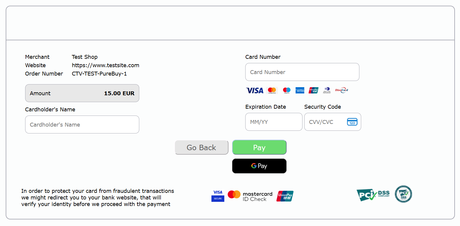 Hosted Payment Page example